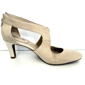 LIFESTRIDE Giovanna 2 Dress Heels Pumps Beige Faux Leather Womens Size 8W